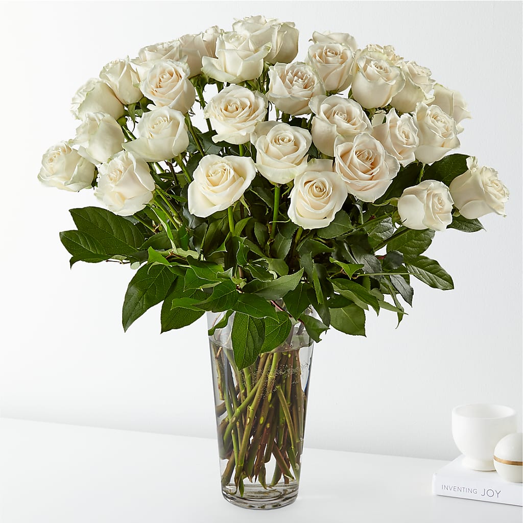 Long Stem White Rose Bouquet – Blossom Flowers And Gift, Lauderhill FL