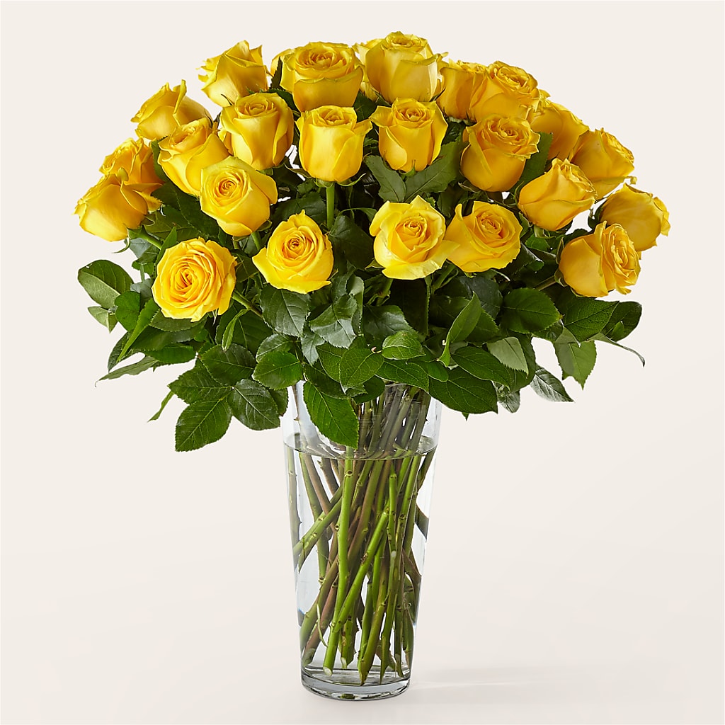 Long Stem Yellow Rose Bouquet – Blossom Flowers And Gift, Lauderhill FL