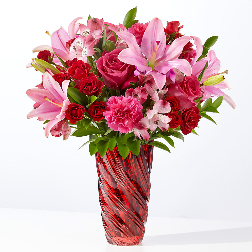 In Love Bouquet with Luxe Swirl Vase – Blossom Flowers And Gift, Lauderhill FL