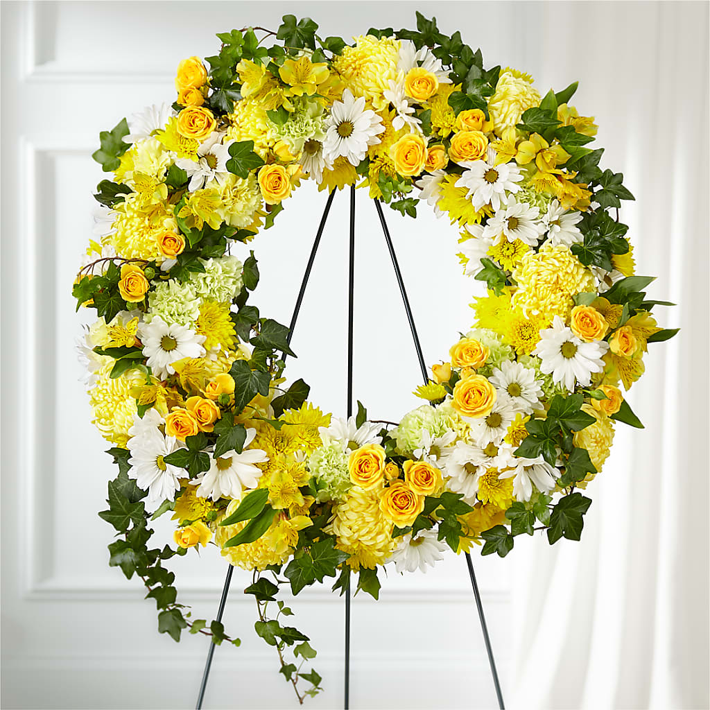 Golden Remembrance Wreath – Blossom Flowers And Gift, Lauderhill FL