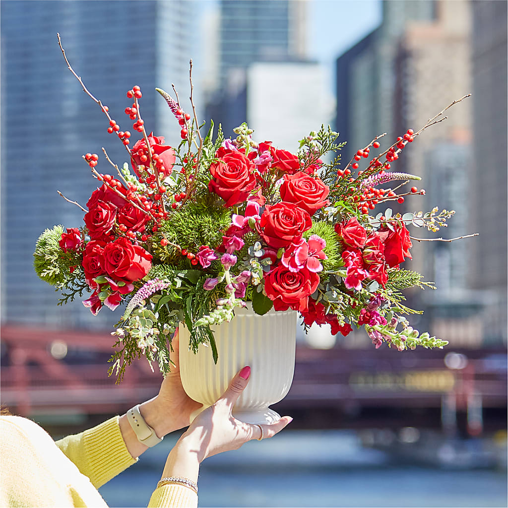 Big Red Bow Bouquet –  Blossom Flowers And Gift, Lauderhill FL