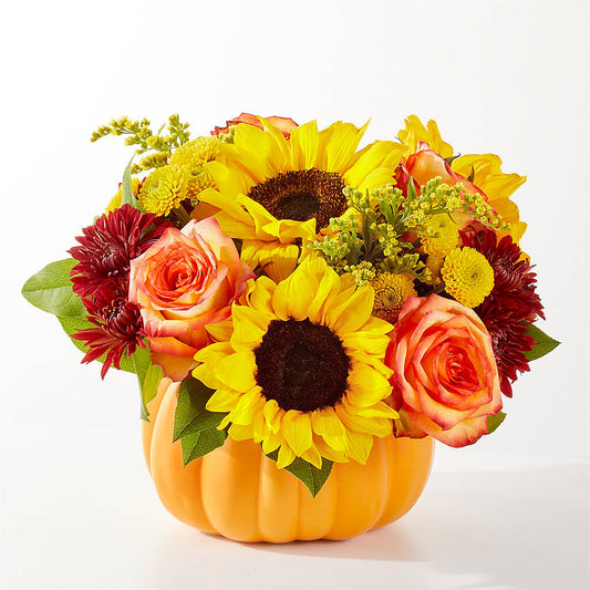Golden Gourd Pumpkin Bouquet –  Blossom Flowers And Gift, Lauderhill FL