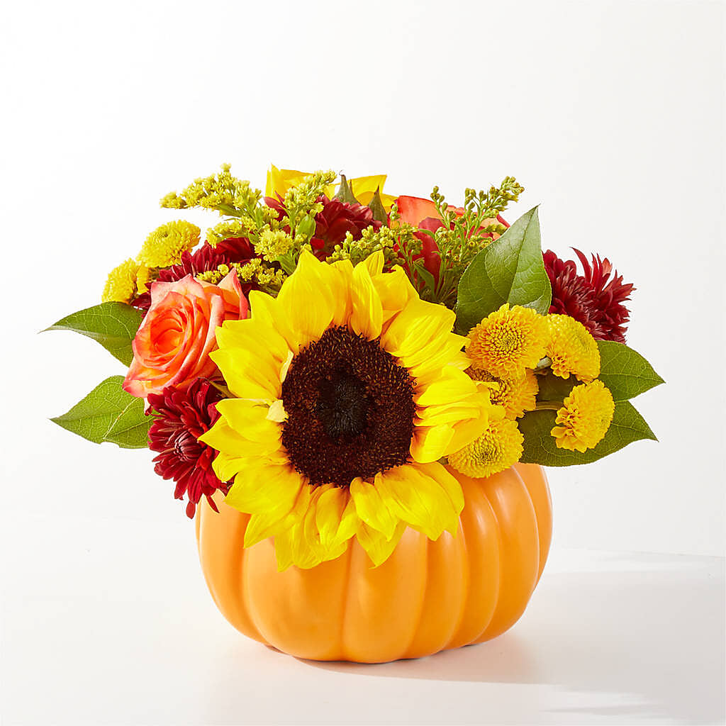 Golden Gourd Pumpkin Bouquet –  Blossom Flowers And Gift, Lauderhill FL