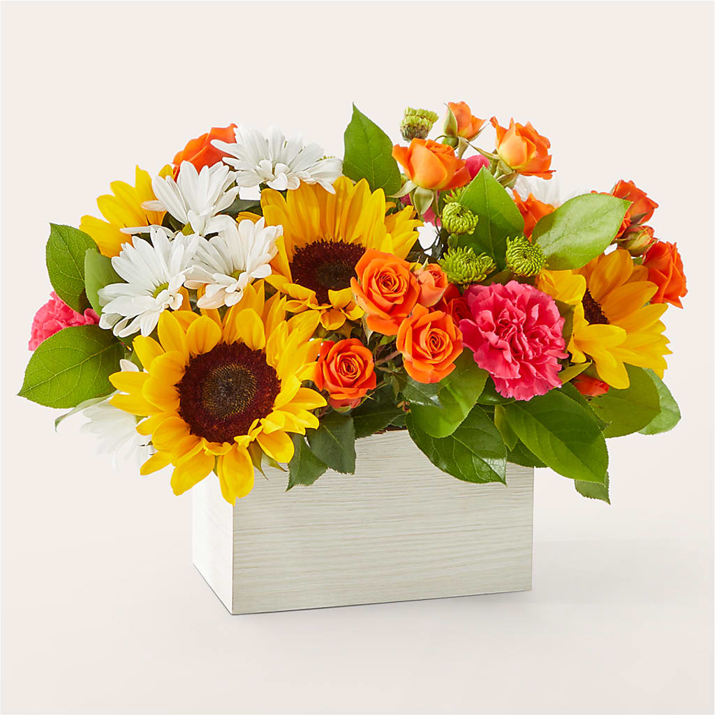 Sun-drenched Blooms Box Bouquet –  Blossom Flowers And Gift, Lauderhill FL