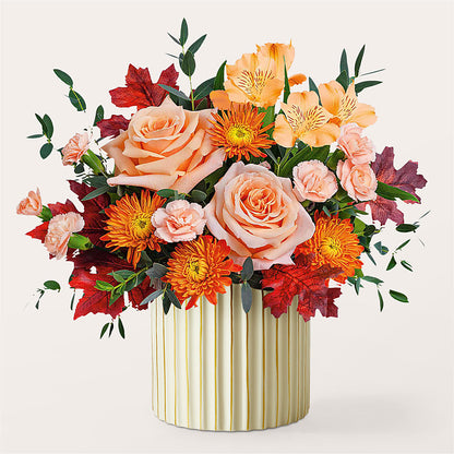 Spiced Latte Bouquet with Ivory Vase –  Blossom Flowers And Gift, Lauderhill FL